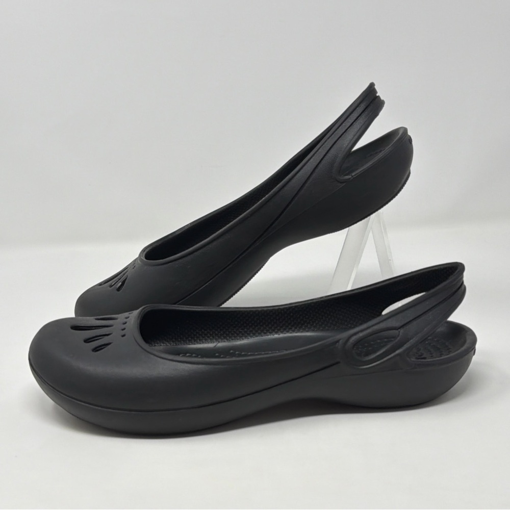 Crocs Kadee Slingback Flats Black Croslite Comfort Shoes Womens Size 6